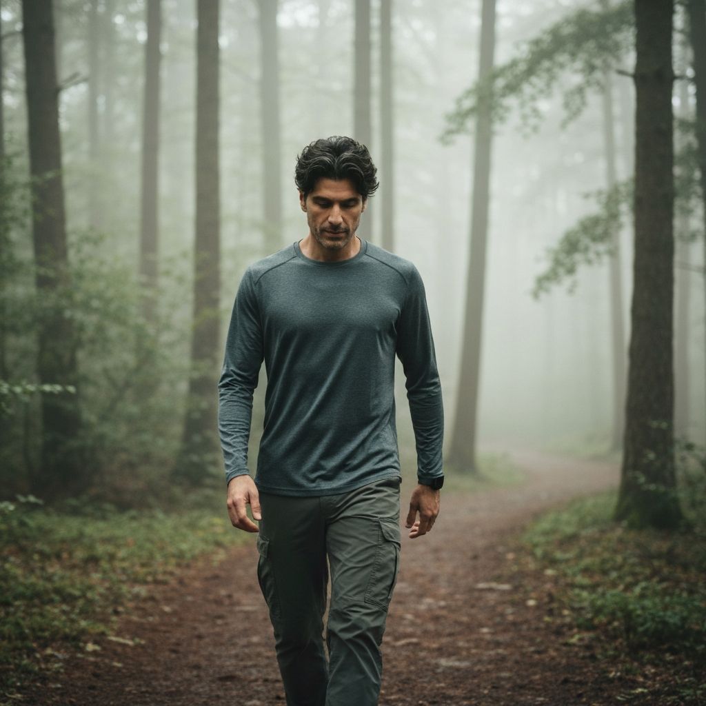 Човек који ради физичке вежбе у природи